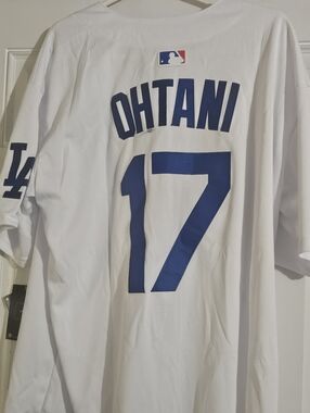 MLB White Jersey OHTANI #17 with Blue Lettering